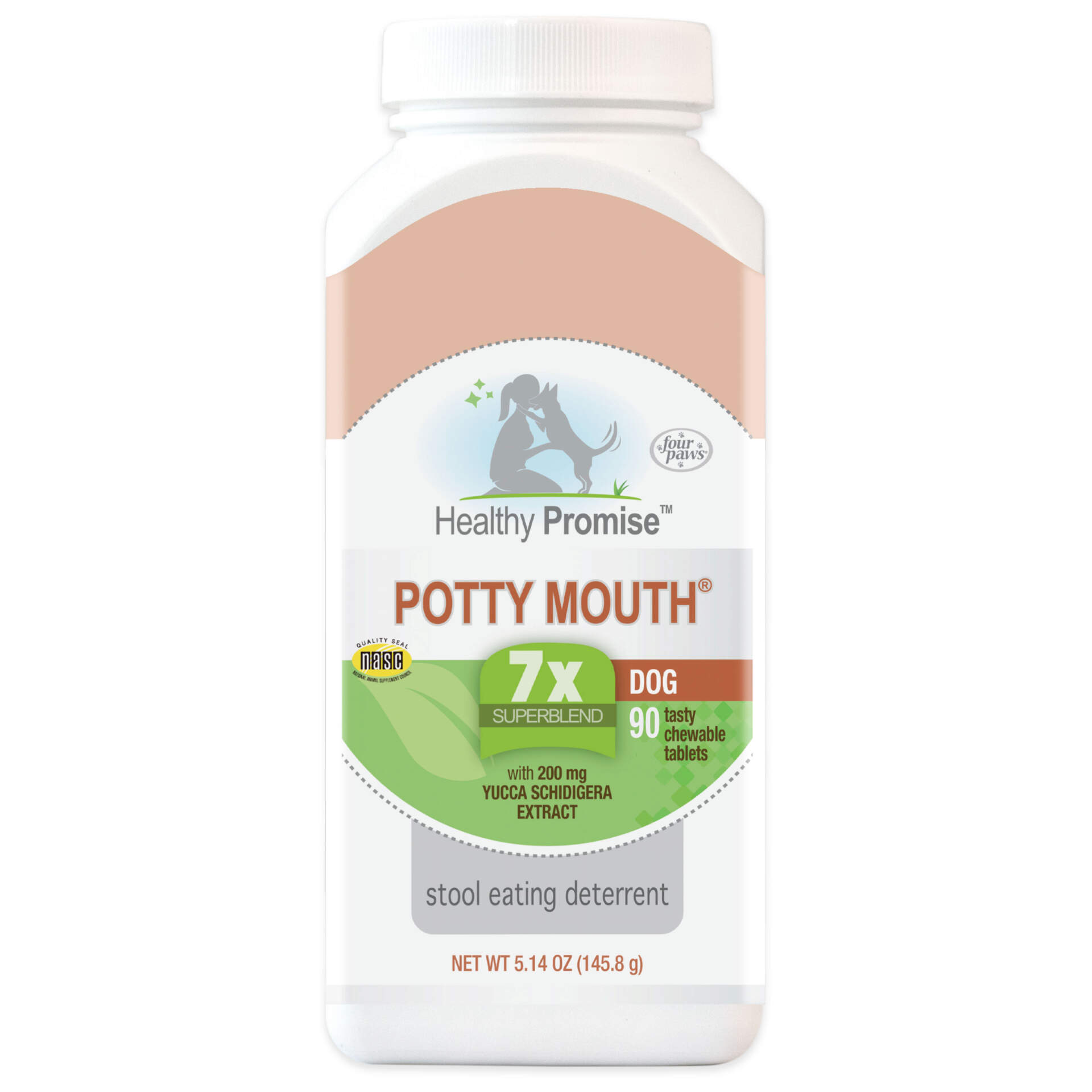 Front view of Potty Mouth supplements in packaging.